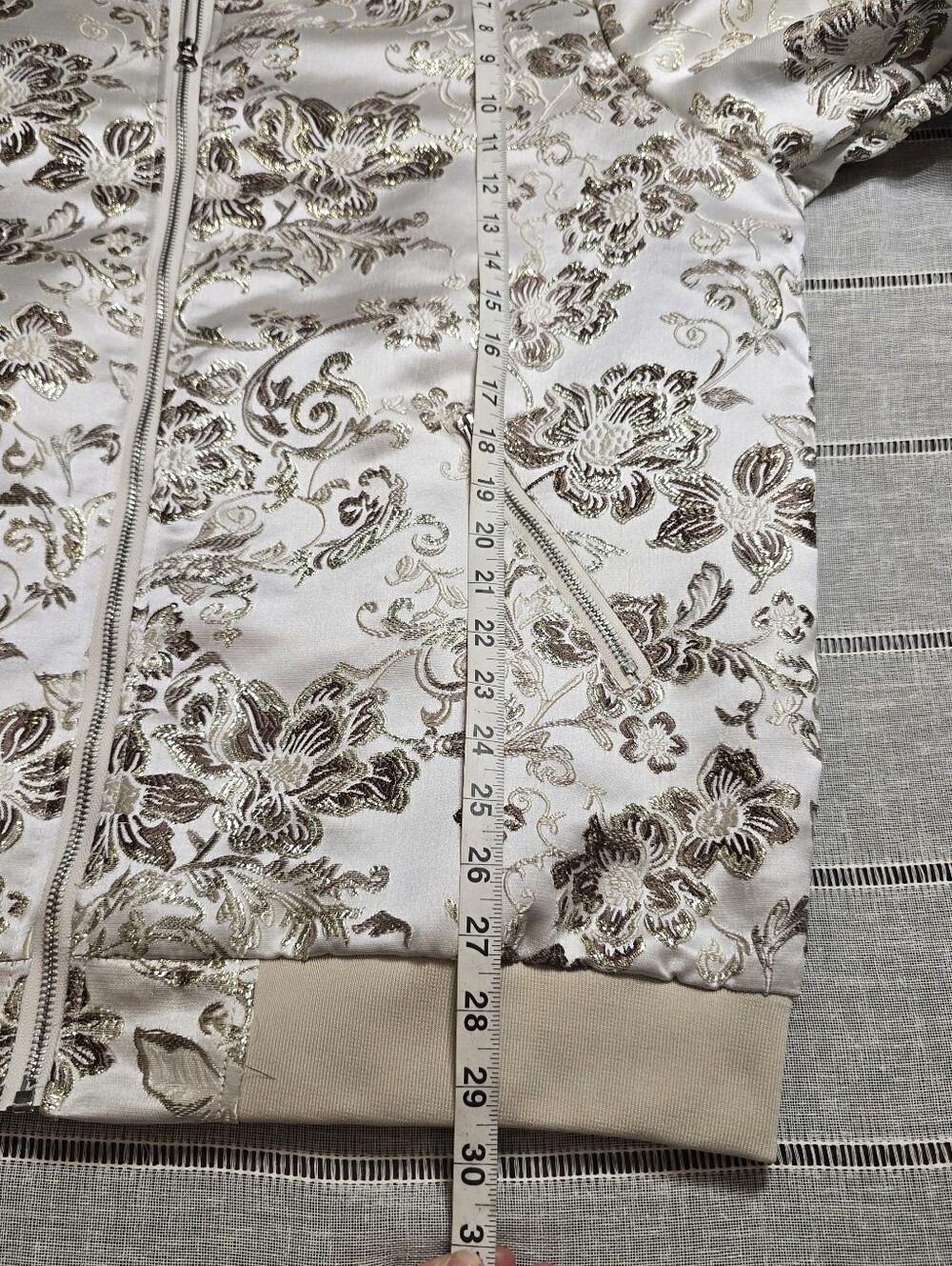 JOGAL Men's Paisley Floral Embroidered Satin Bomber Jacket. Size xl , Slim Fit - Picture 11 of 12
